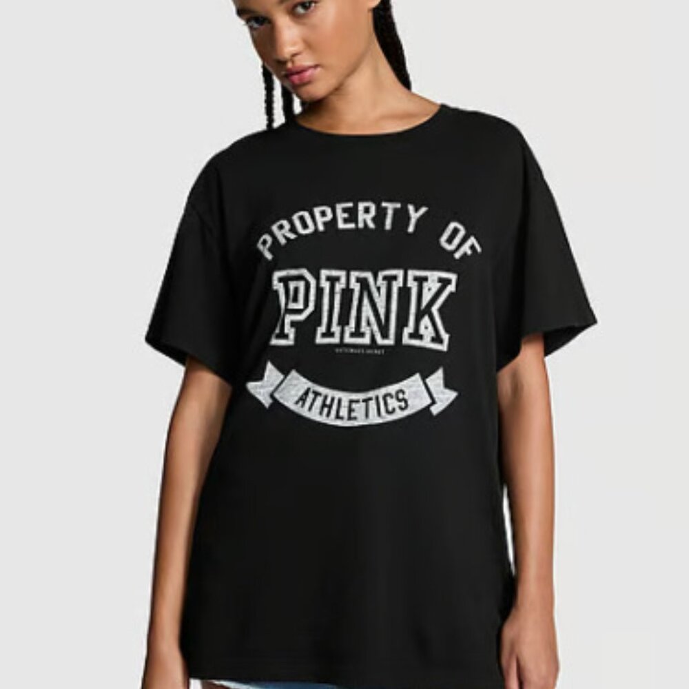 Pink Campus Cotton T-shirt Black Color Short Sleeve Size XXL NWT